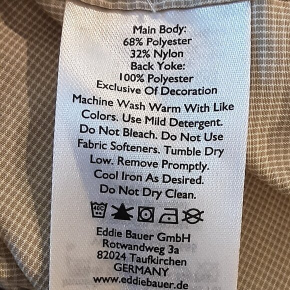 Eddie Bauer UPF Guide Tan/Cream Long-Sleeved Button Up Tech Shirt,  Large Tall - Picture 12 of 14